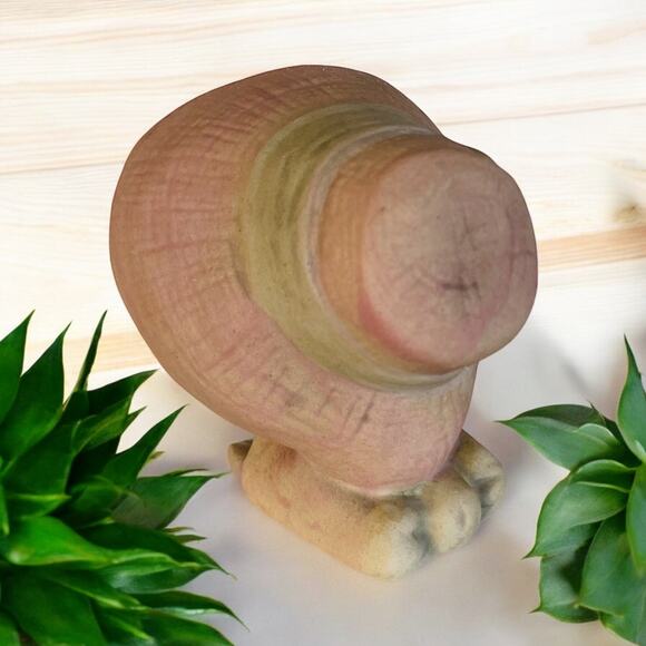 VINTAGE Japan UCTCI 1970 Pink Flower Girl in Sun Hat Basket Vase Figurine - Picture 5 of 6